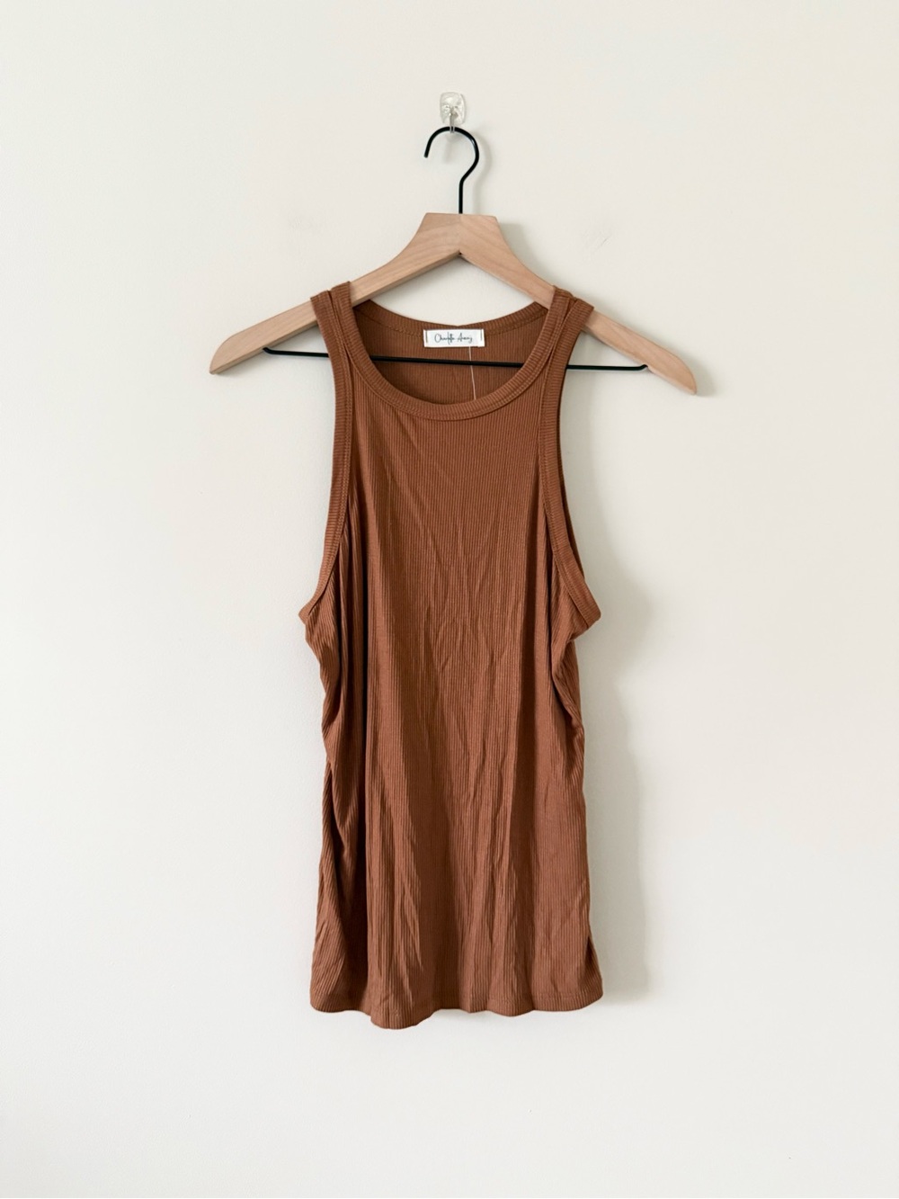 NWT Charlotte Avery Everyday Ribbed Tank Top - Brown Size L